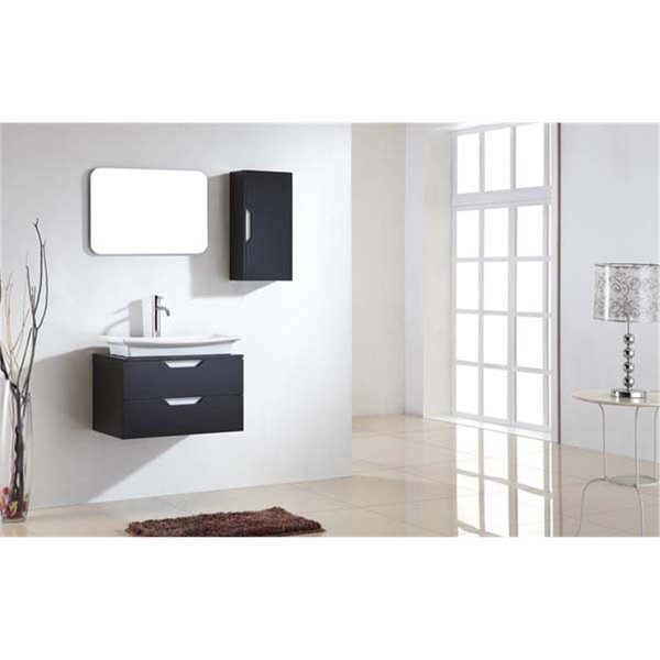 Dawn Kitchen Mdf In Matt Black Finish Mirror Cabinet With Shelf Inside REMC11072306